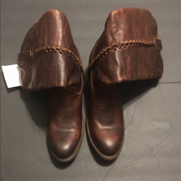 Lane‎ Plain Jane cognac western whipstitch cowgirl cowboy knee hi Boots size 9.5 - Picture 14 of 16